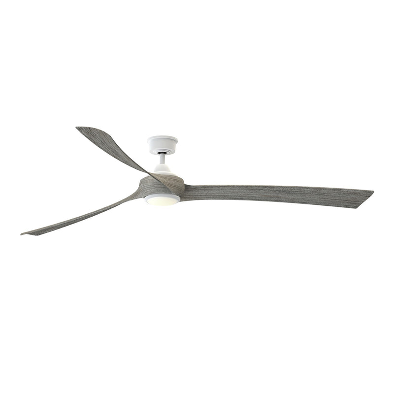 Fanimation Wrap Custom 84in 3-Blade Smart Ceiling Fan with LED Light | Matte White and Weathered Wood Composite | Covered | Model FPD8531MW-84WE-LK