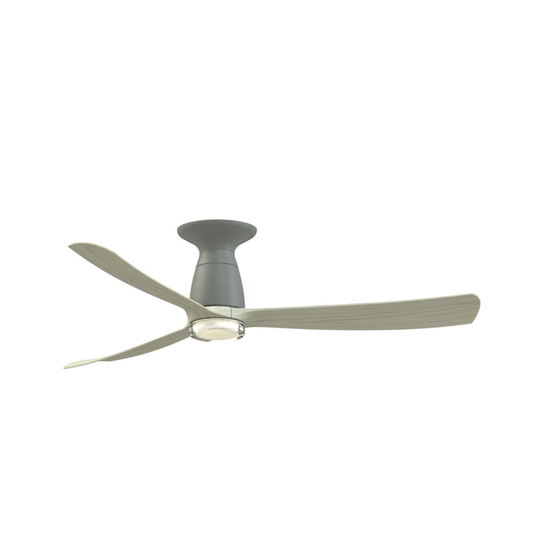 Fanimation Kute 52in Flush Smart Ceiling Fan | Antique Graphite and Clear Glass | Low Ceiling & Covered Patio | Model FPD8534AGP-DWLK-F