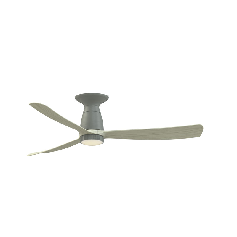 Fanimation Kute 52in Flush Smart Ceiling Fan | Antique Graphite and Light Oak Composite | Covered Patio & Bedroom | Model FPD8534AGP-KLK-F