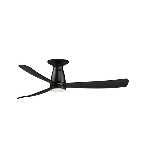 Fanimation Kute 52in Flush 1-Light Smart Ceiling Fan | Modern Black and Black Composite Blades | Covered Patio & Low Ceiling | Model FPD8534BL-KLK-F