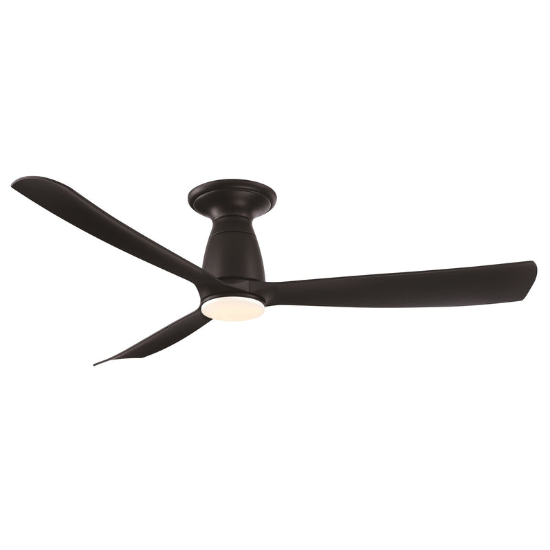 Fanimation Kute 52in 1-Light Flush Mount Smart Ceiling Fan | Modern Black and Opal Frosted Glass | Low Ceiling Bedroom | Model FPD8534BL-LK-F