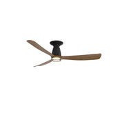 Fanimation Kute 52in Flush Smart Ceiling Fan with LED Light Kit | Black and Koa Composite Blades | Covered Patio & Bedroom | Model FPD8534BLK-DWLK-F