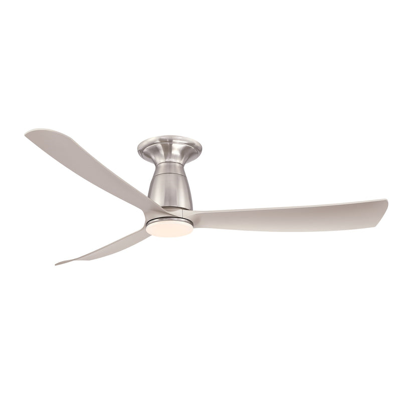 Fanimation Kute 52in Flush 1-Light Smart Ceiling Fan | Brushed Nickel and Opal Frosted Glass | Covered Patio & Low Ceiling | Model FPD8534BN-LK-F