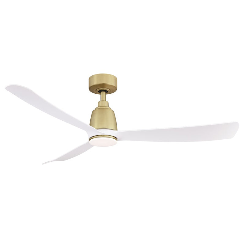 Fanimation Kute 52in Ceiling Fan | Satin Brass and Matte White Composite Blades | Covered Patio & Indoor Rooms | 52 x 52 x 13 in | Model FPD8534BS