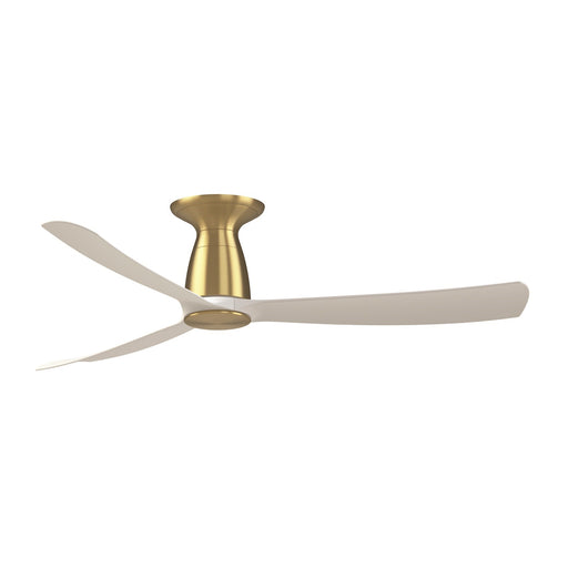 Fanimation Kute 52in Flush Smart Ceiling Fan | Brushed Satin Brass and Matte White Composite Blades | Covered Patio & Bedroom | Model FPD8534BS-F