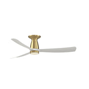 Fanimation Kute 52in Flush 1-Light Smart Ceiling Fan | Brushed Satin Brass and Matte White Composite Blades | Covered Patio | Model FPD8534BS-KLK-F