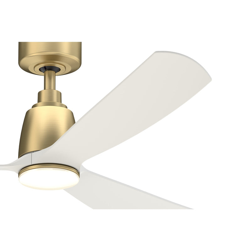 Fanimation Kute 52in 1-Light Smart Ceiling Fan | Brushed Satin Brass and Matte White Composite Blades | Covered Patio & Bedroom | Model FPD8534BS-LK