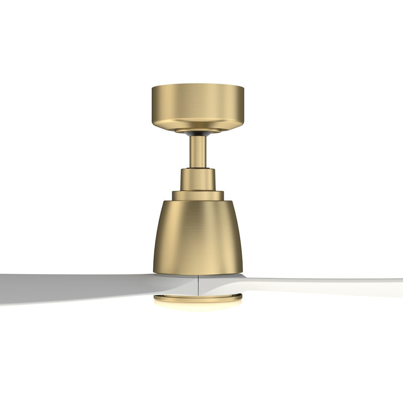 Fanimation Kute 52in 1-Light Smart Ceiling Fan | Brushed Satin Brass and Matte White Composite Blades | Covered Patio & Bedroom | Model FPD8534BS-LK