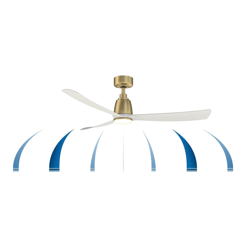 Fanimation Kute 52in 1-Light Smart Ceiling Fan | Brushed Satin Brass and Matte White Composite Blades | Covered Patio & Bedroom | Model FPD8534BS-LK