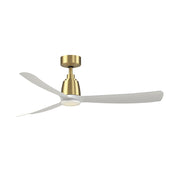 Fanimation Kute 52in Smart Ceiling Fan | Brushed Satin Brass and Matte White Blades | Covered Patio & Bedroom | Model FPD8534BS-LKMW