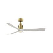 Fanimation Kute 52in Smart Ceiling Fan | Brushed Satin Brass and Matte White Blades | Covered Patio & Bedroom | Model FPD8534BS-MWKLK