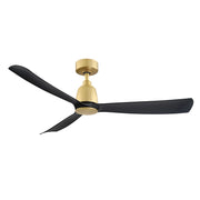 Fanimation Kute 52in Ceiling Fan | Satin Brass and Black Composite Blades | Covered Patio & Indoor Rooms | 52 x 52 x 13 in | Model FPD8534BSBL
