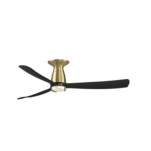 Fanimation Kute 52in Flush 1-Light Smart Ceiling Fan | Brushed Satin Brass and Clear Glass | Covered Patio & Low Ceiling | Model FPD8534BSBL-DWLK-F