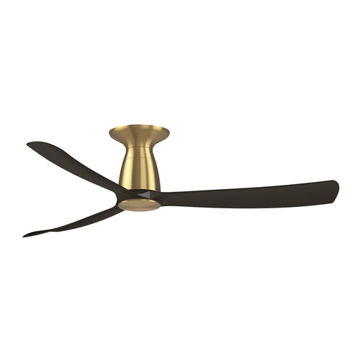 Fanimation Kute 52in Flush Smart Ceiling Fan | Brushed Satin Brass and Black Composite | Covered Patio & Low Ceiling | Model FPD8534BSBL-F