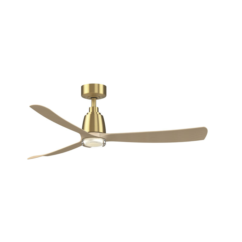 Fanimation Kute 52in Smart Ceiling Fan | Brushed Satin Brass and Natural Blades | Covered Patio & Bedroom | 52 x 52 x 13.8 in | Model FPD8534BSN-DWLK