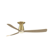 Fanimation Kute 52in Flush Smart Ceiling Fan | Brushed Satin Brass and Natural Composite Blades | Covered Patio & Bedroom | Model FPD8534BSN-LK-F