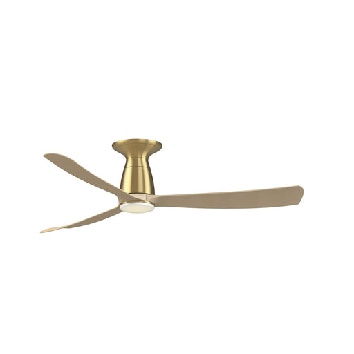 Fanimation Kute 52in Flush Smart Ceiling Fan | Brushed Satin Brass and Natural Composite Blades | Covered Patio & Bedroom | Model FPD8534BSN-LK-F