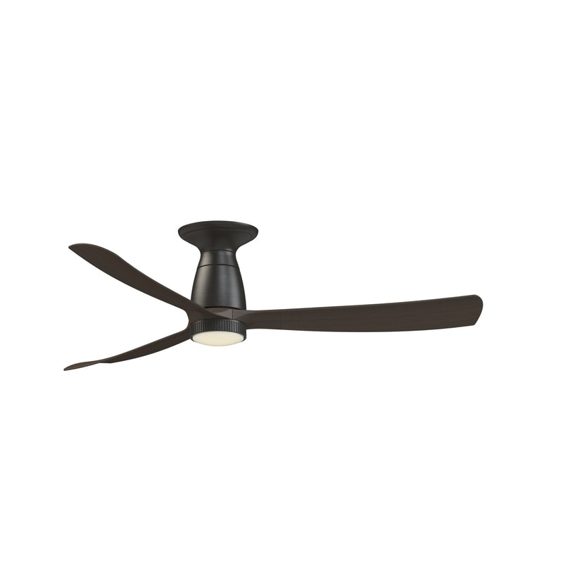 Fanimation Kute 52in Flush 1-Light Smart Ceiling Fan | Dark Bronze and Opal Frosted Glass | Low Ceiling & Covered Patio | Model FPD8534DZ-KLK-F