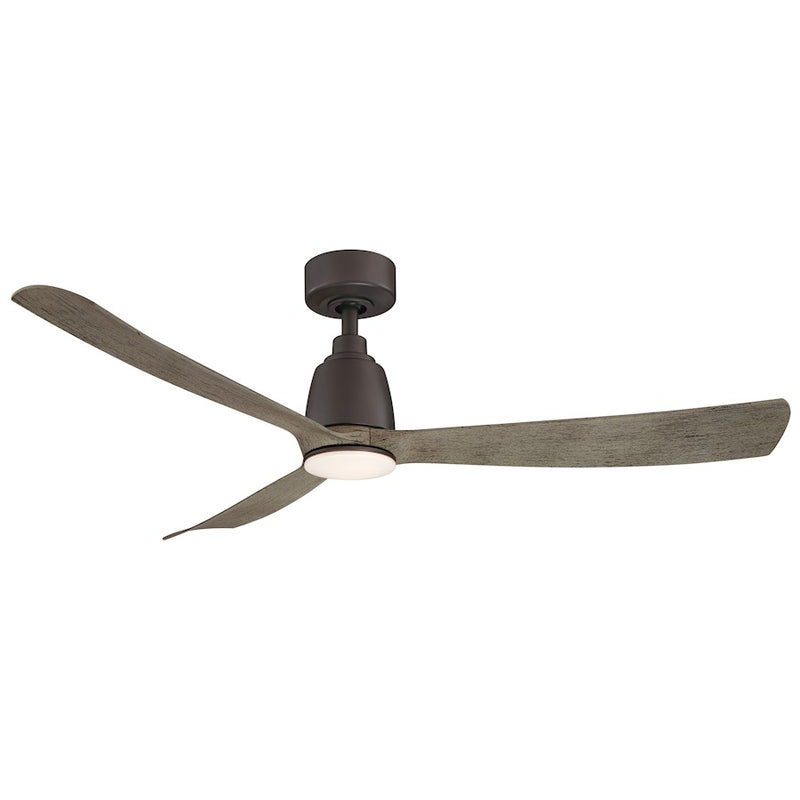 Fanimation Kute 52in 3-Blade Ceiling Fan | Matte Greige and Weathered Wood Composite Blades | Covered Patio & Bedroom | Model FPD8534GR