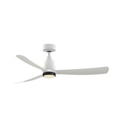 Fanimation Kute 52in Smart Ceiling Fan | Matte White and Black Knurled LED | Covered Patio & Bedroom | 52 x 52 x 14.48 in | Model FPD8534MW-BLKLK