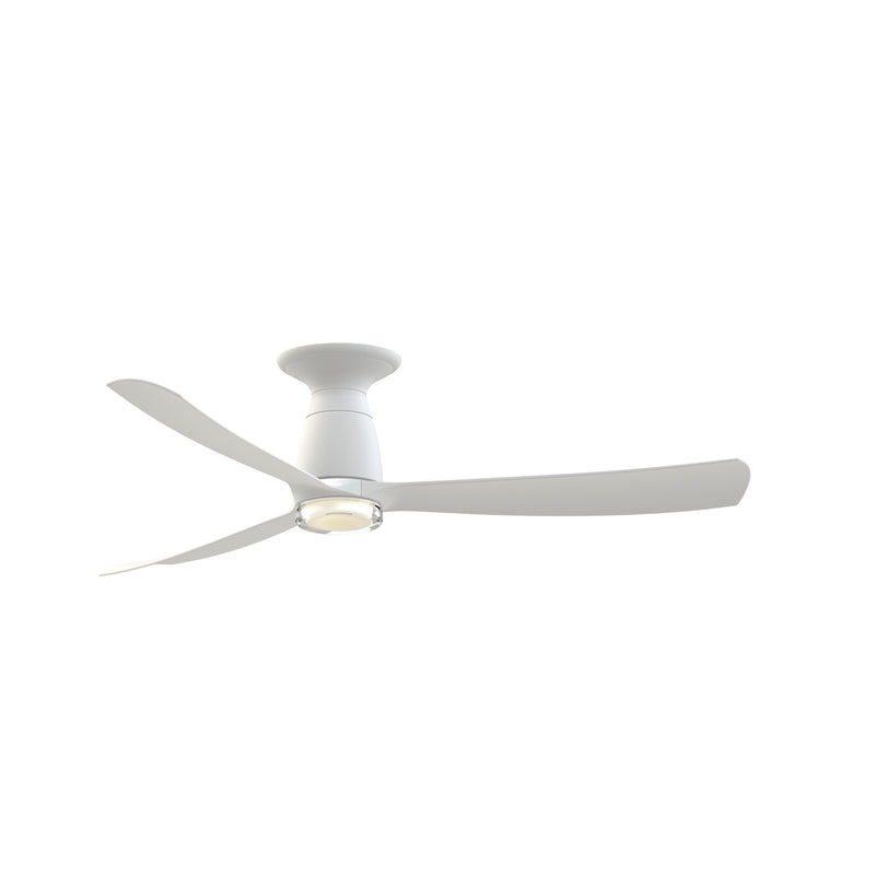 Fanimation Kute 52in Flush Smart Ceiling Fan | Matte White and Clear Double-Walled LED | Low Ceiling & Covered Patio | Model FPD8534MW-DWLK-F