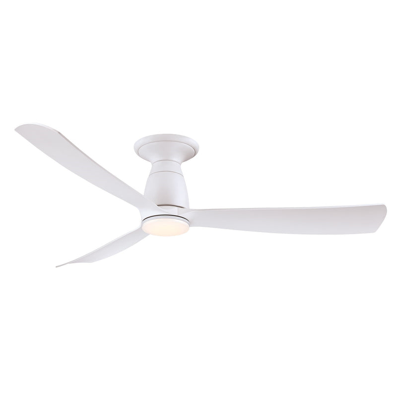 Fanimation Kute 52in Flush Mount 1-Light Smart Ceiling Fan | Matte White with Opal Frosted Glass | Low Ceiling Bedroom | Model FPD8534MW-LK-F