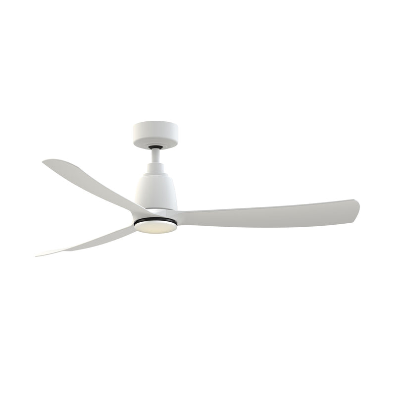 Fanimation Kute 52in 1-Light Smart Ceiling Fan | Matte White and Black with Opal Frosted Glass | Covered Patio & Bedroom | Model FPD8534MW-LKBL