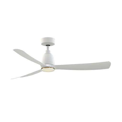 Fanimation Kute 52in 1-Light Smart Ceiling Fan | Matte White and Brushed Satin Brass with Opal Frosted Glass | Covered Patio | Model FPD8534MW-LKBS