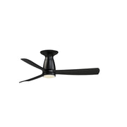 Fanimation Kute 44 44in Flush Smart Ceiling Fan | Matte Black and Opal Frosted Glass | Low Ceiling Bedroom & Covered Patio | Model FPD8547BL-KLK-F