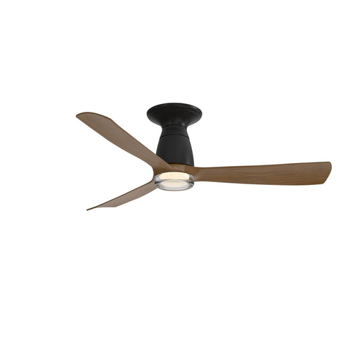 Fanimation Kute 44in Flush Smart Ceiling Fan | Black and Koa Composite | Bedroom & Covered Patio | 44 x 44 x 11.12 in | Model FPD8547BLK-DWLK-F