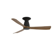 Fanimation Kute 44in Flush Smart Ceiling Fan | Black Composite and Koa Blades | Covered Patio & Bedroom | 44 x 44 x 10.32 in | Model FPD8547BLK-F