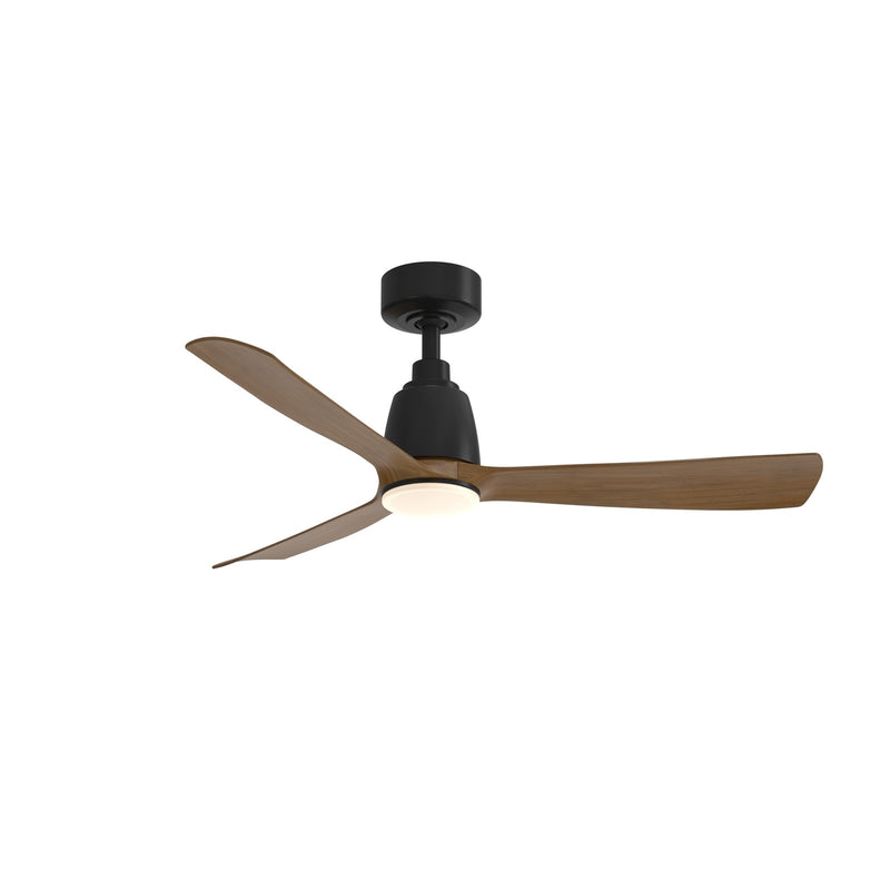 Fanimation Kute 44in Smart Ceiling Fan with LED Light | Black Composite and Koa Blades | Covered Patio & Bedroom | Model FPD8547BLK-LK