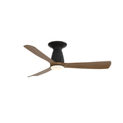 Fanimation Kute 44 44in Flush Smart Ceiling Fan | Matte Black and Opal Frosted Glass | Low Ceiling Bedroom & Covered Patio | Model FPD8547BLK-LK-F