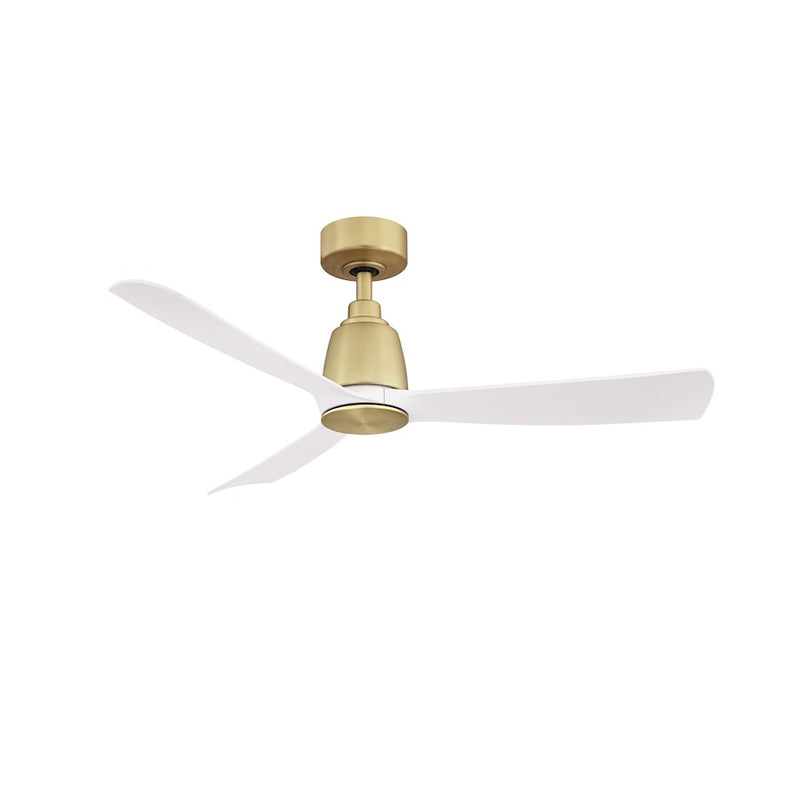 Fanimation Kute 44in 3-Blade Ceiling Fan | Brushed Satin Brass and Matte White Composite Blades | Indoor & Outdoor Damp Rated | Model FPD8547BS