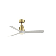 Fanimation Kute 44in 1-Light Smart Ceiling Fan | Brushed Satin Brass and Matte White Composite Blades | Covered Patio | Model FPD8547BS-MWKLK