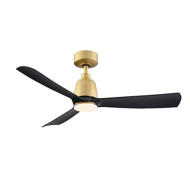 Fanimation Kute 44in 3-Blade Ceiling Fan | Brushed Satin Brass and Black Composite Blades | Indoor & Outdoor Damp Rated | Model FPD8547BSBL