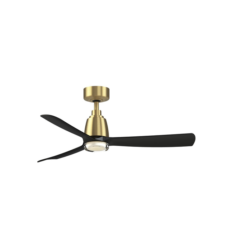 Fanimation Kute 44in Smart Ceiling Fan | Brushed Satin Brass and Clear Glass | Covered Patio & Dining Room | Model FPD8547BSBL-DWLK