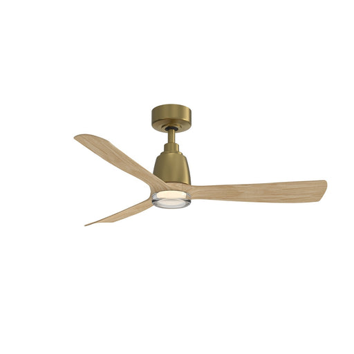 Fanimation Kute 44in 1-Light Smart Ceiling Fan | Brushed Satin Brass and Natural Composite Blades | Covered Patio & Bedroom | Model FPD8547BSN-DWLK