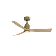 Fanimation Kute 44in 1-Light Smart Ceiling Fan | Brushed Satin Brass and Natural Composite Blades | Covered Patio & Bedroom | Model FPD8547BSN-KLK
