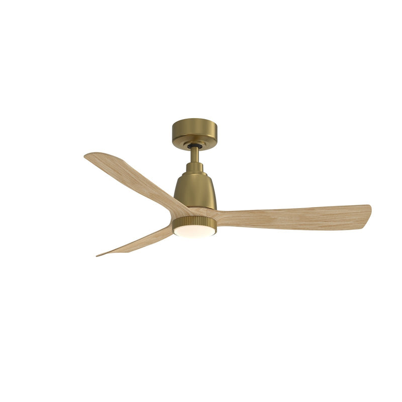 Fanimation Kute 44in 1-Light Smart Ceiling Fan | Brushed Satin Brass and Natural Composite Blades | Covered Patio & Bedroom | Model FPD8547BSN-KLK