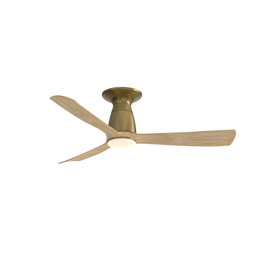 Fanimation Kute 44in Flush 1-Light Smart Ceiling Fan | Brushed Satin Brass and Natural Composite Blades | Low Ceilings | Model FPD8547BSN-LK-F