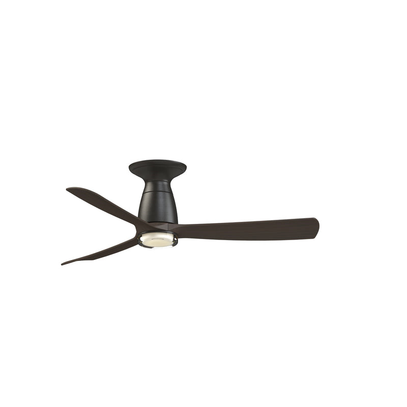 Fanimation Kute 44 Flush 1-Light Smart Ceiling Fan | Dark Bronze and Dark Walnut Composite | Covered Patio & Bedroom | Model FPD8547DZ-DWLK-F