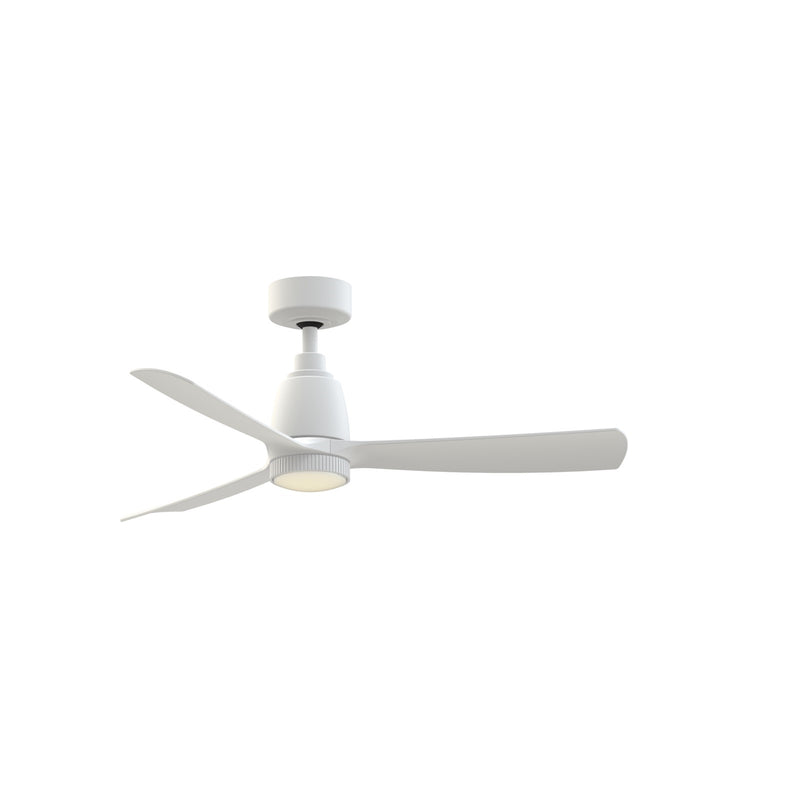 Fanimation Kute 44in 1-Light Smart Ceiling Fan | Matte White and Opal Frosted Glass | Covered Patio & Bedroom | Model FPD8547MW-KLK