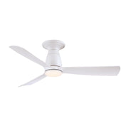 Fanimation Kute 44in Flush 1-Light Smart Ceiling Fan | Matte White with Opal Frosted Glass | Low Ceiling Bedroom & Covered | Model FPD8547MW-LK-F