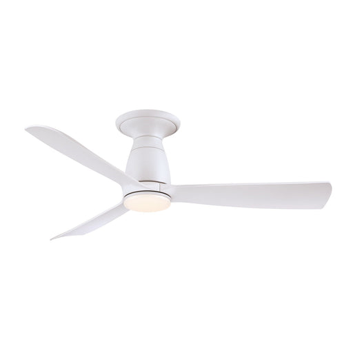 Fanimation Kute 44in Flush 1-Light Smart Ceiling Fan | Matte White with Opal Frosted Glass | Low Ceiling Bedroom & Covered | Model FPD8547MW-LK-F