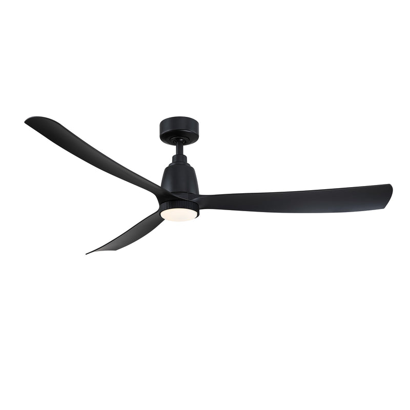 Fanimation Kute 60in 1-Light Smart Ceiling Fan | Modern Black and Black Composite Blades | Covered Patio & Living Room | Model FPD8560BL-KLK