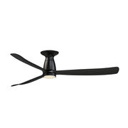 Fanimation Kute 60in Flush Mount Smart Ceiling Fan | Modern Black and Black Composite Blades | Covered Patio & Bedroom | Model FPD8560BL-KLK-F