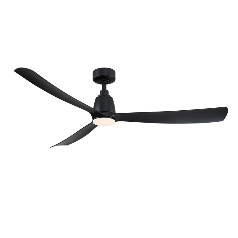 Fanimation Kute 60in Smart Ceiling Fan | Modern Black and Black Composite Blades | Covered Patio & Bedroom | 60 x 60 x 13.78 in | Model FPD8560BL-LK