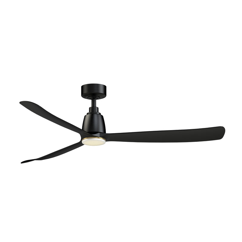 Fanimation Kute 60in Smart Ceiling Fan | Modern Black and Black Composite Blades with Brushed Satin Brass Light | Covered | Model FPD8560BL-LKBS