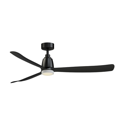 Fanimation Kute 60in 1-Light Smart Ceiling Fan | Modern Black and Matte White with Knurled Opal Frosted Glass | Covered Patio | Model FPD8560BL-MWKLK